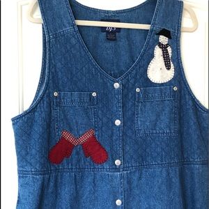 Jumper Dress Large Denim Jean Button Front Modest